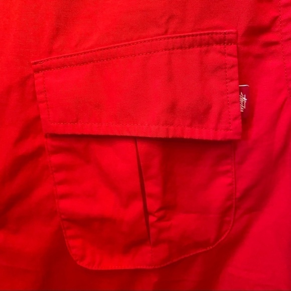 NWT~STUSSY Red Buttoned Short Sleeve Shirt Size Medium - Picture 4 of 8